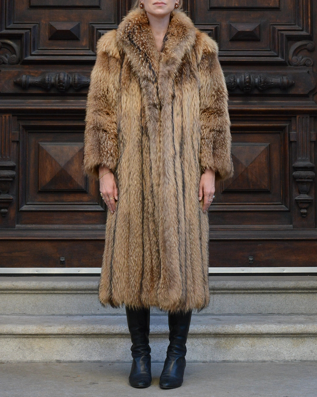 Vintage Full Length Tanuki Raccoon Fur Coat