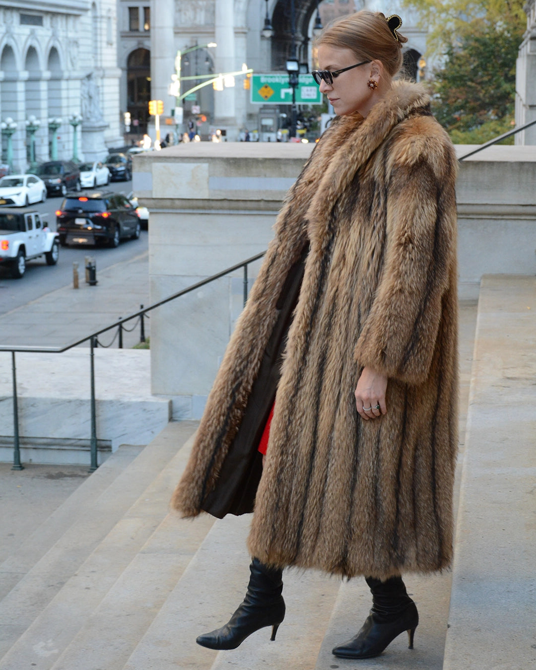 Vintage Full Length Tanuki Raccoon Fur Coat