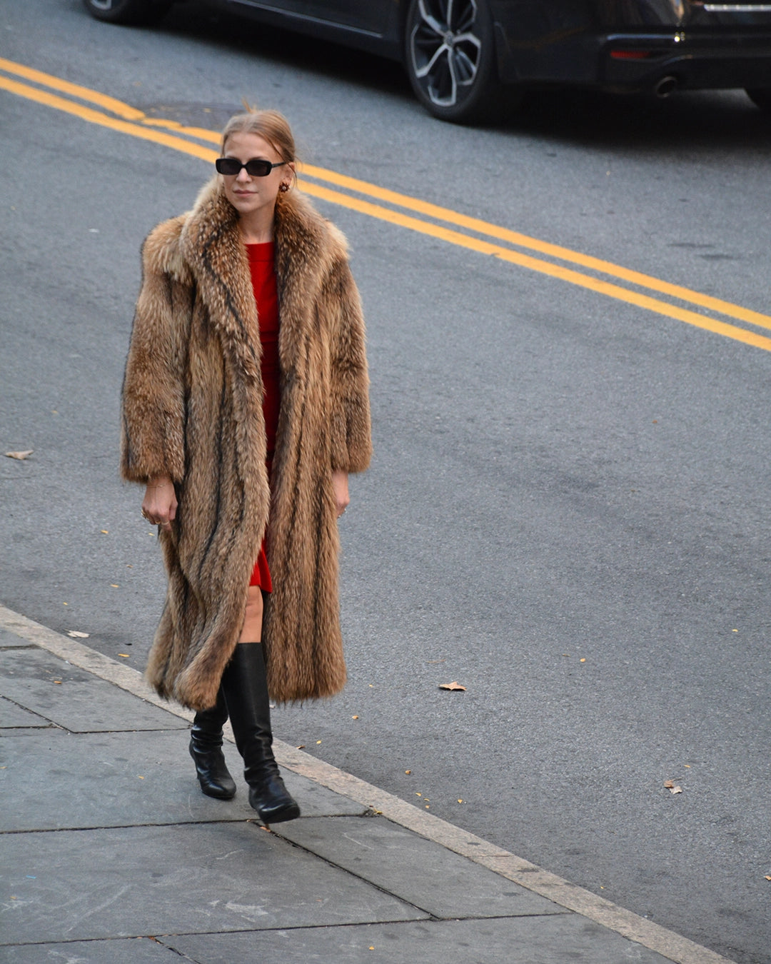 Vintage Full Length Tanuki Raccoon Fur Coat