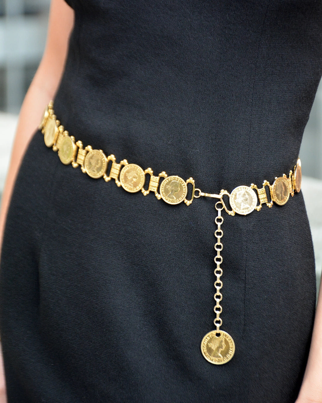 Vintage Gold Coin Book Chain Belt