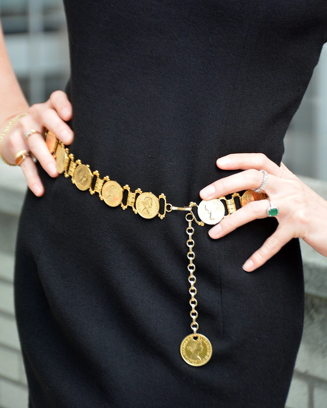 Vintage Gold Coin Book Chain Belt