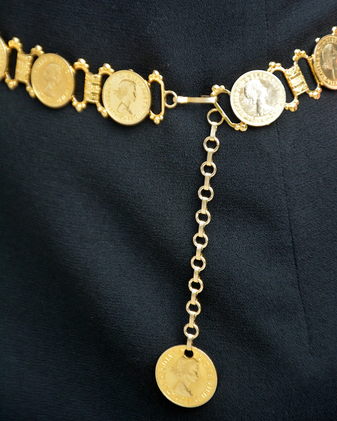 Vintage Gold Coin Book Chain Belt