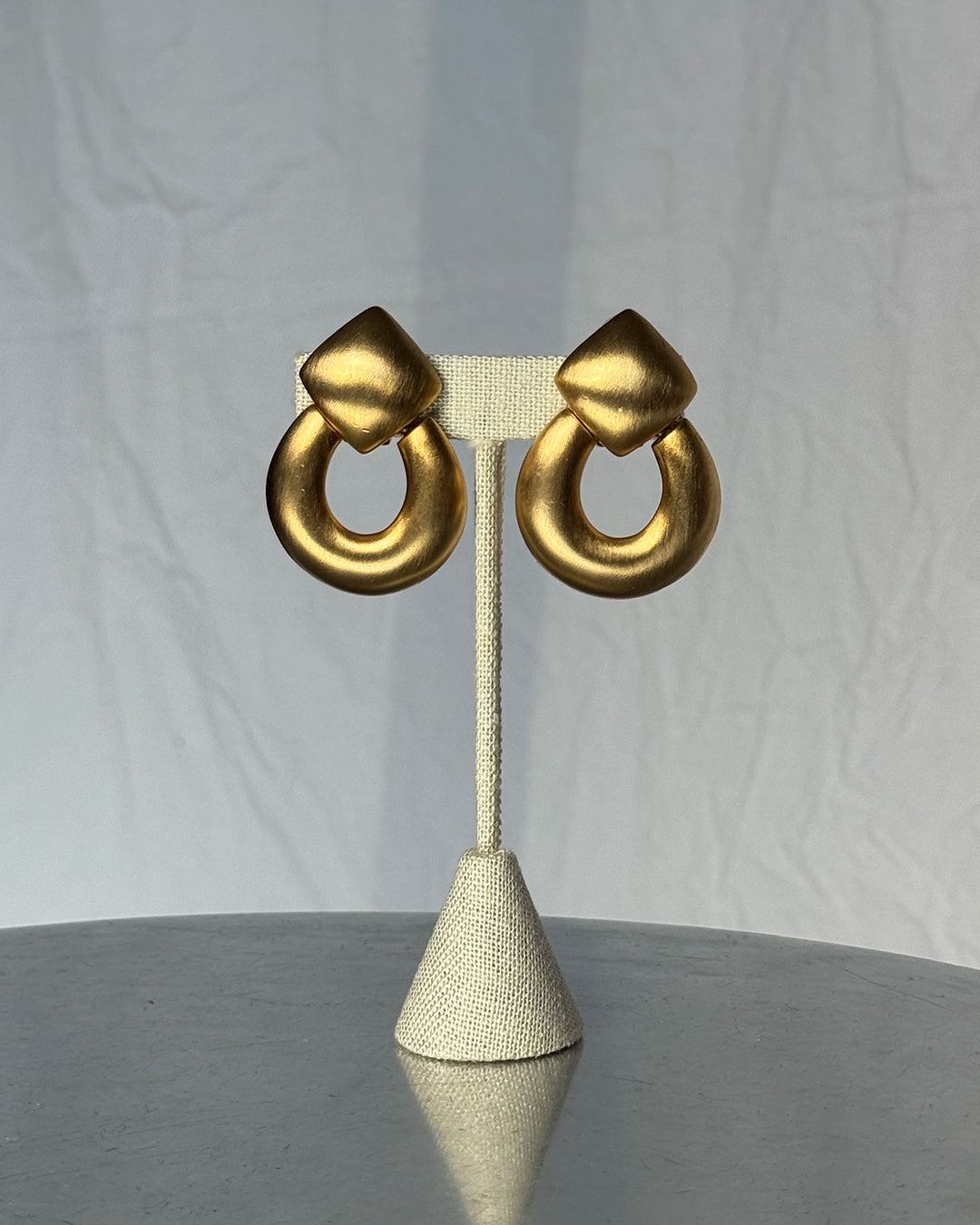 Vintage Matte Gold Doorknocker Earrings