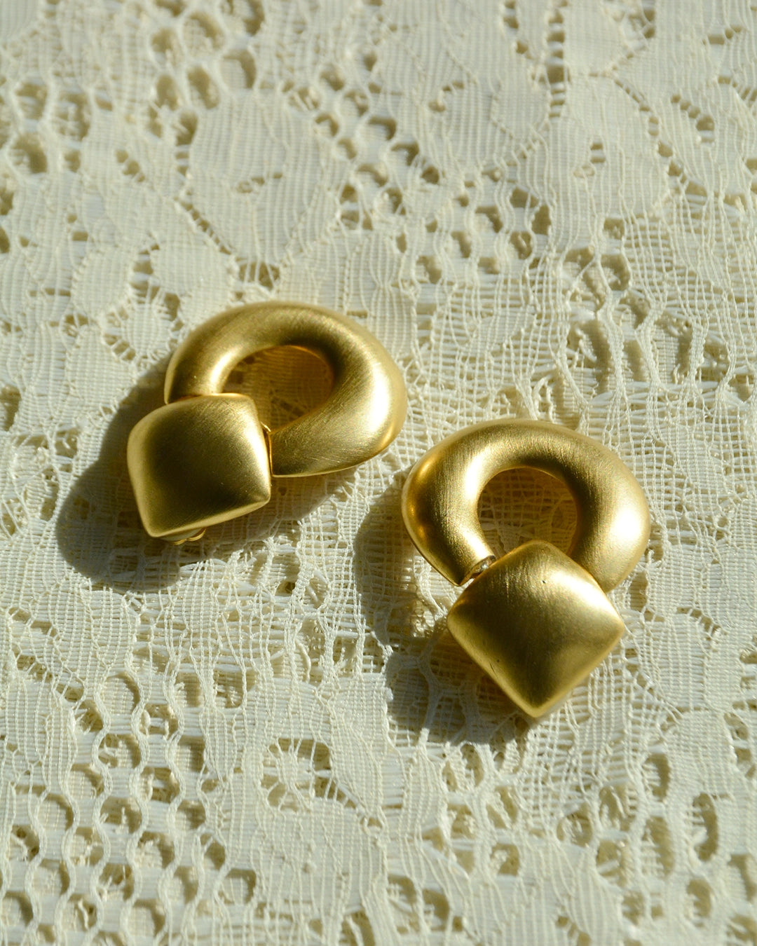 Vintage Matte Gold Doorknocker Earrings