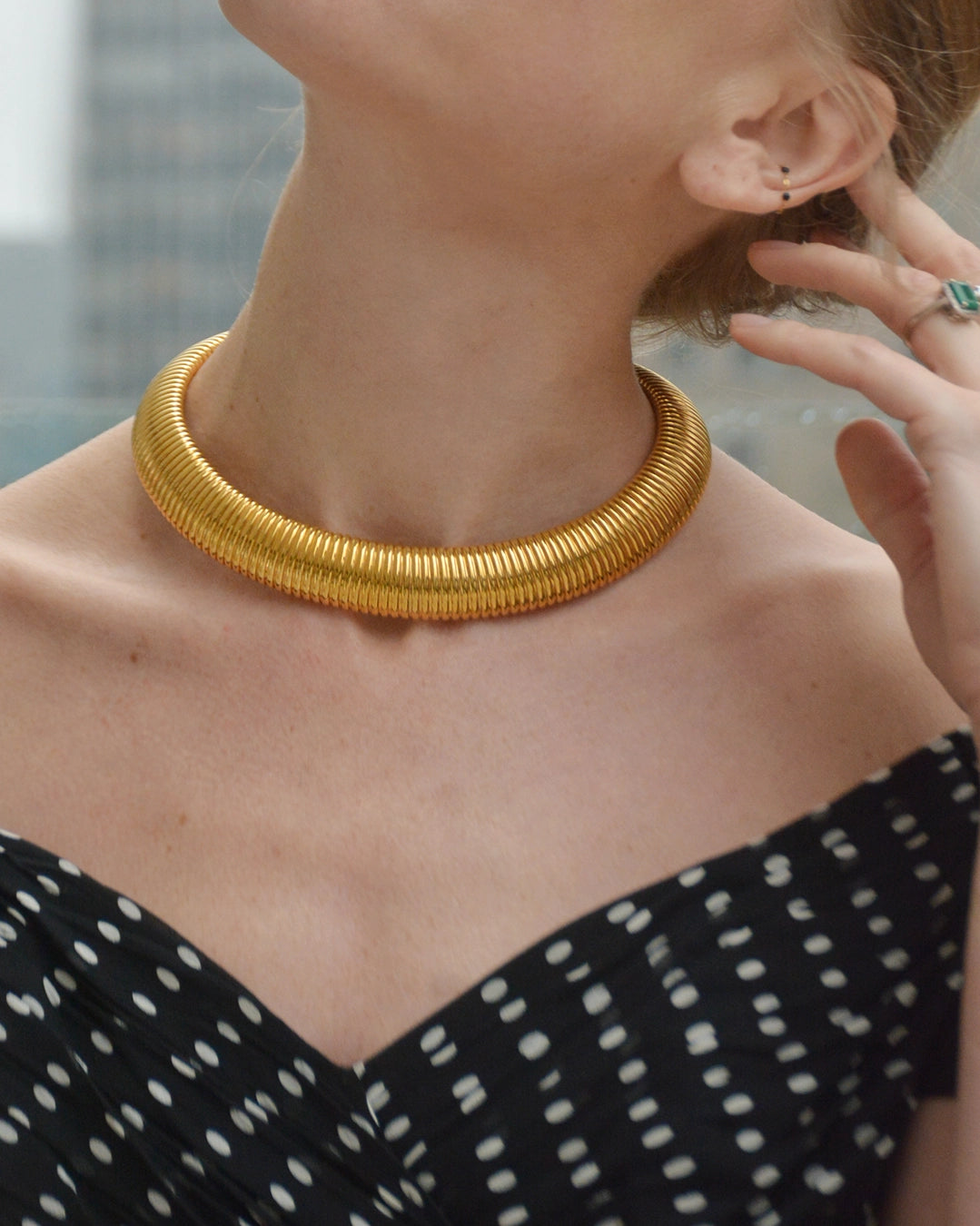 Vintage Gold Snake Chain Collar Necklace