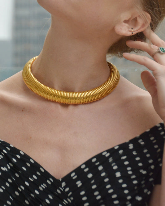 Vintage Gold Snake Chain Collar Necklace
