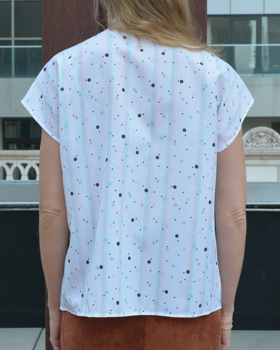 Vintage Graphic Print Pussybow Blouse