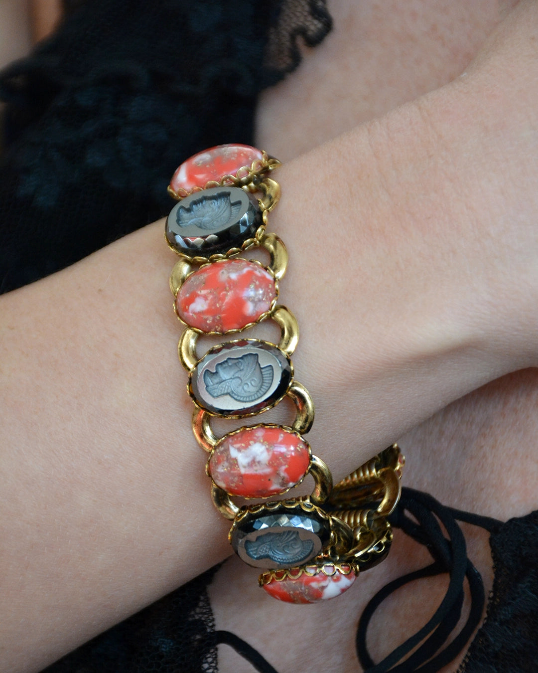 Vintage Intaglio Bookchain Bracelet