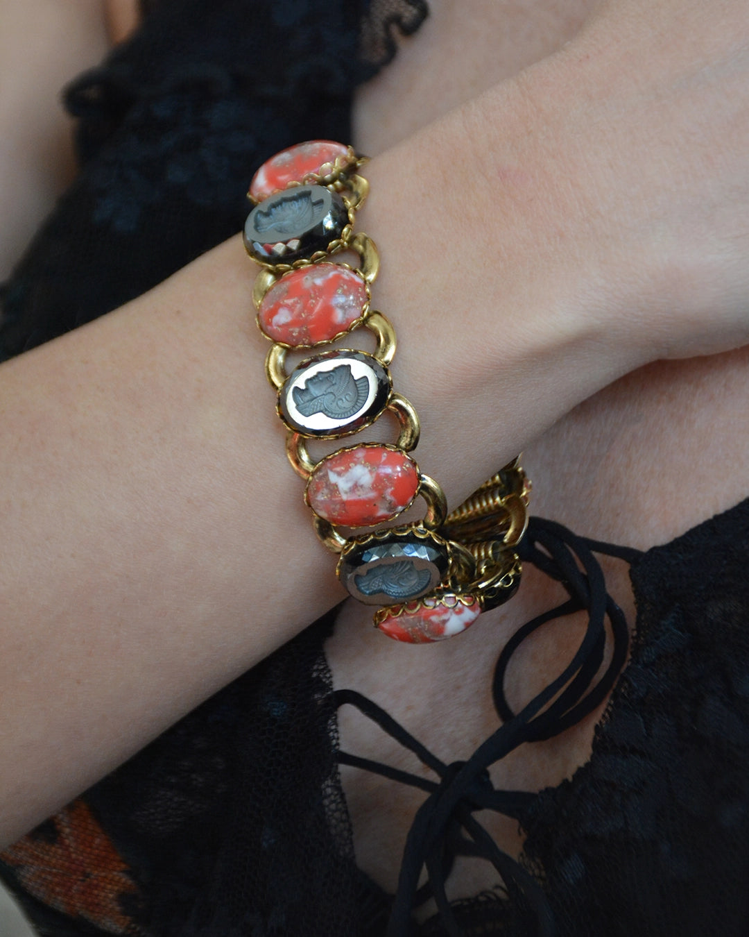 Vintage Intaglio Bookchain Bracelet