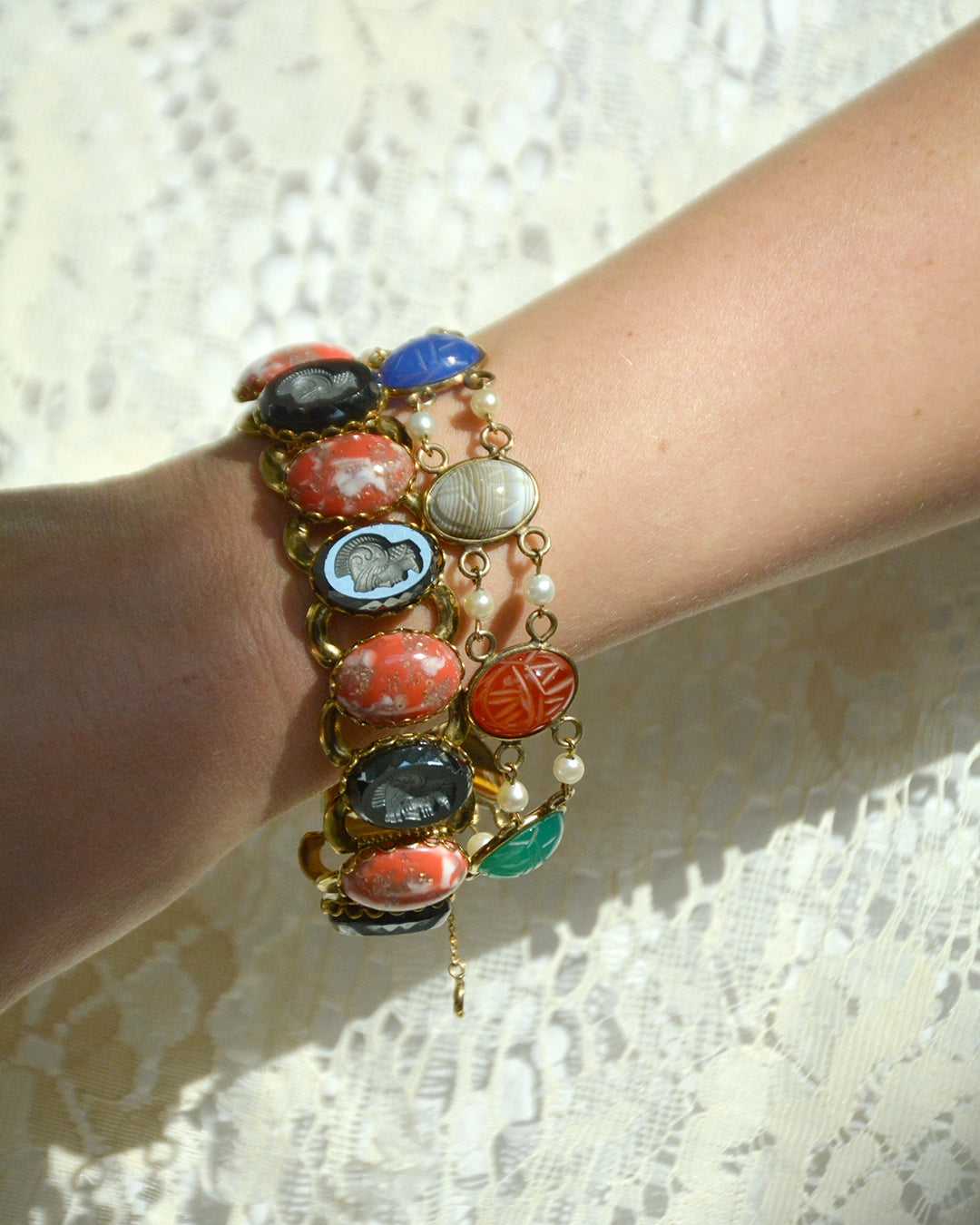 Vintage Intaglio Bookchain Bracelet