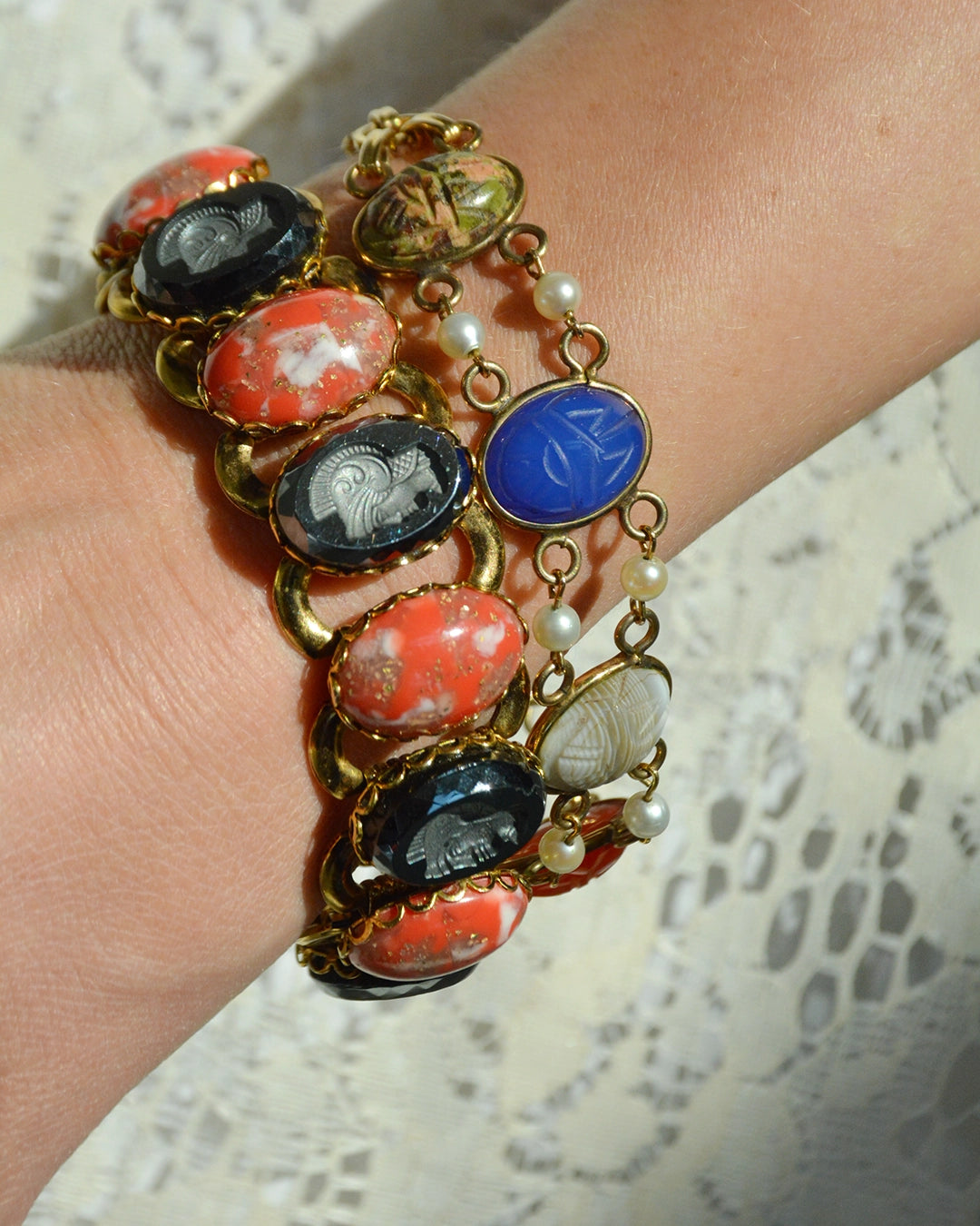 Vintage Intaglio Bookchain Bracelet