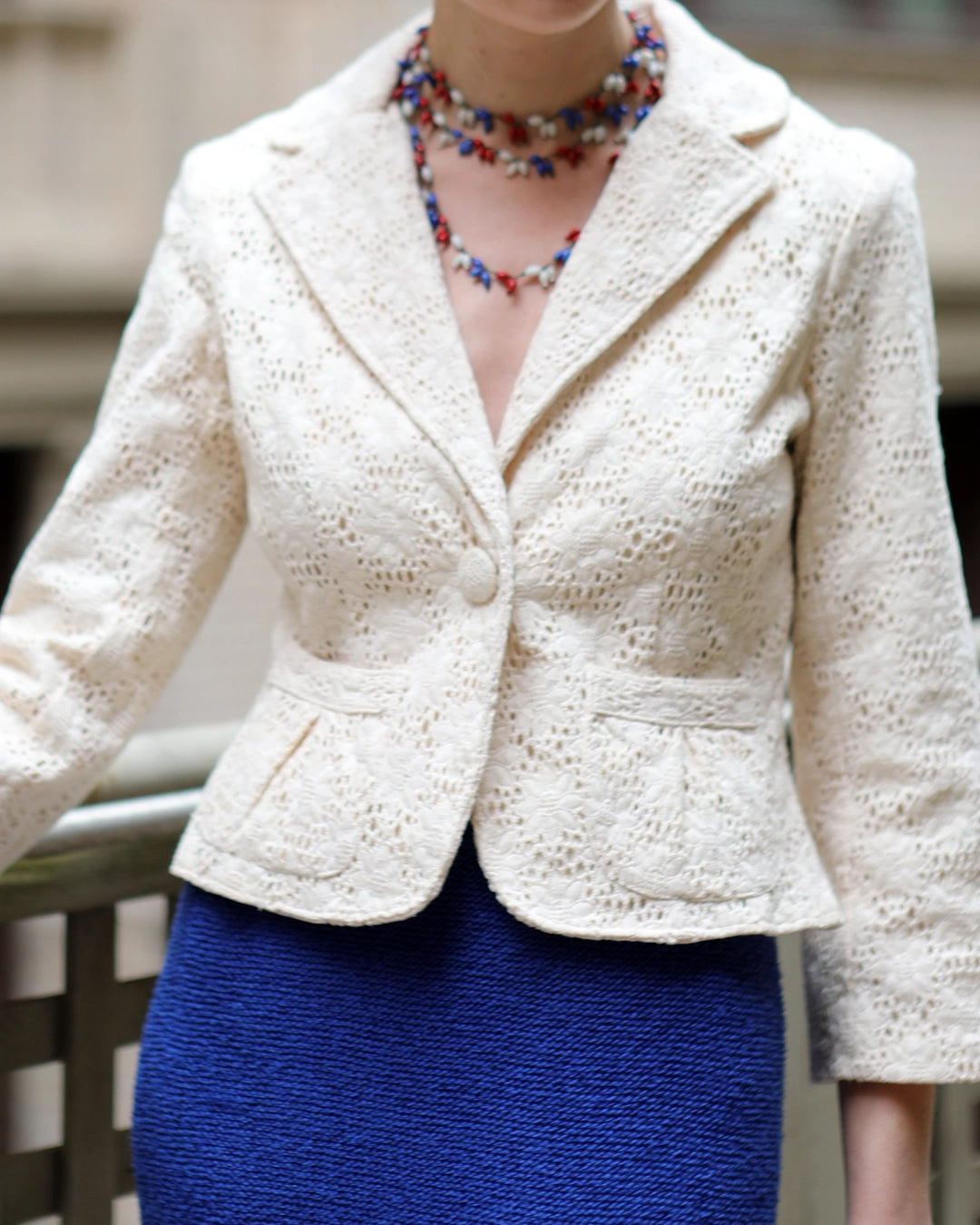 Vintage Ivory Crochet Lace Jacket
