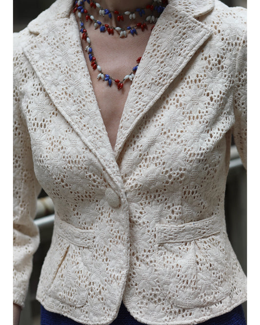 Vintage Ivory Crochet Lace Jacket