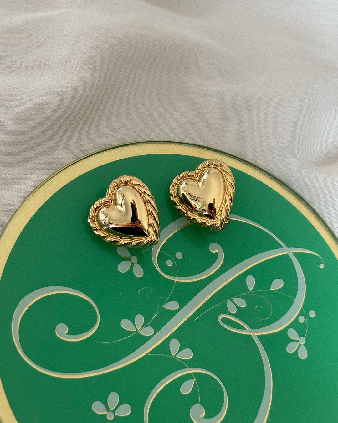 Vintage Kenneth Lane Gold Heart Studs