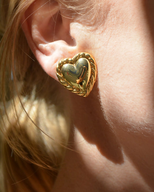 Vintage Kenneth Lane Gold Heart Studs