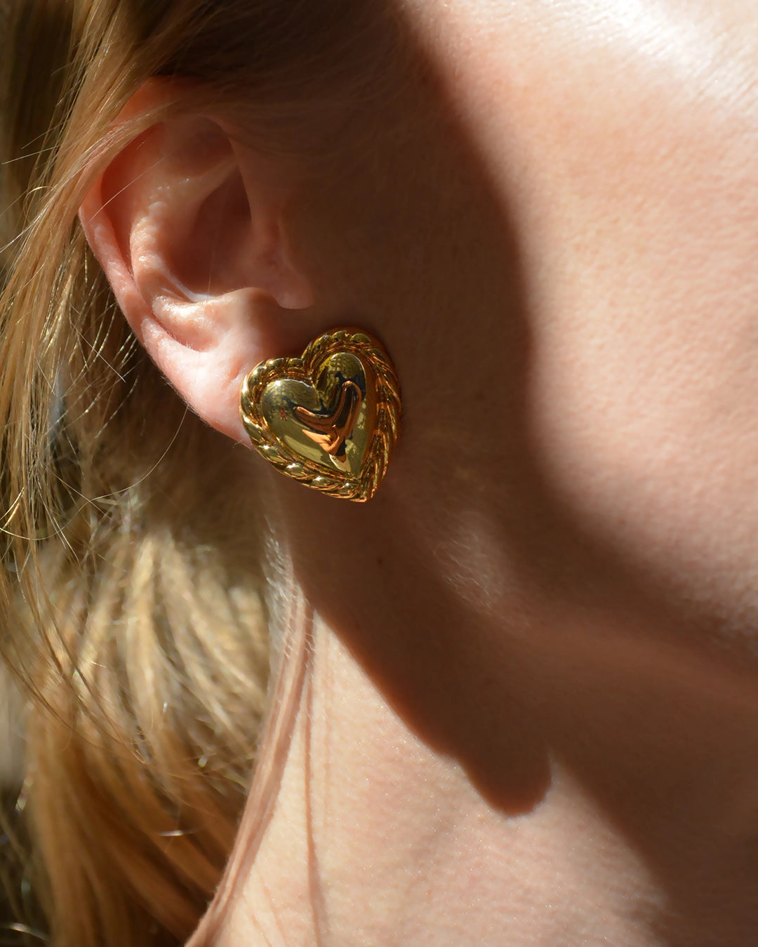 Vintage Kenneth Lane Gold Heart Studs