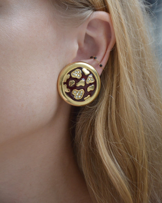 Vintage Leopard Print Button Earrings