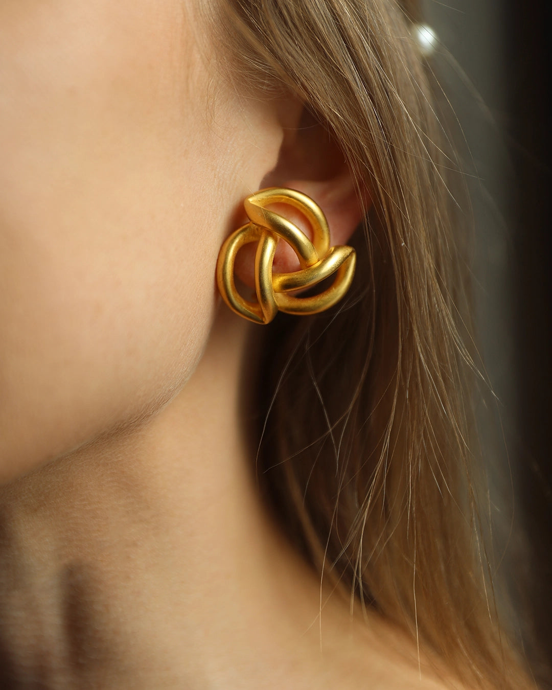 Vintage Matte Gold Twisted Cage Earrings