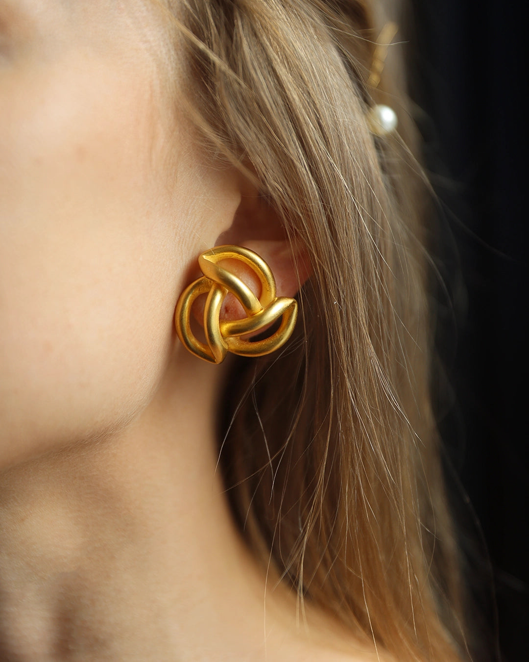 Vintage Matte Gold Twisted Cage Earrings