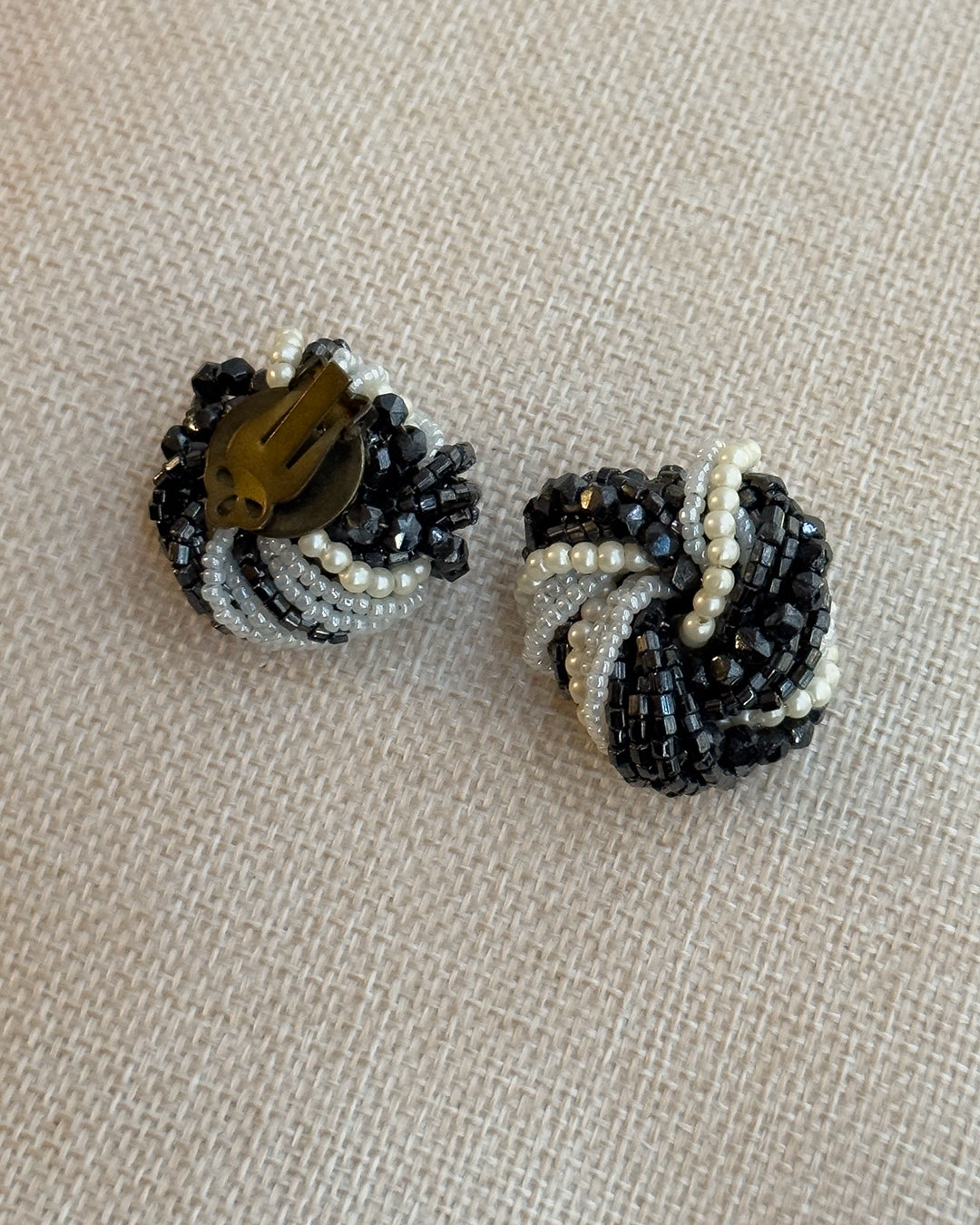 Vintage Midcentury Beaded Swirl Earrings