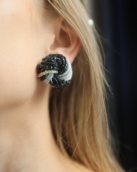 Vintage Midcentury Beaded Swirl Earrings