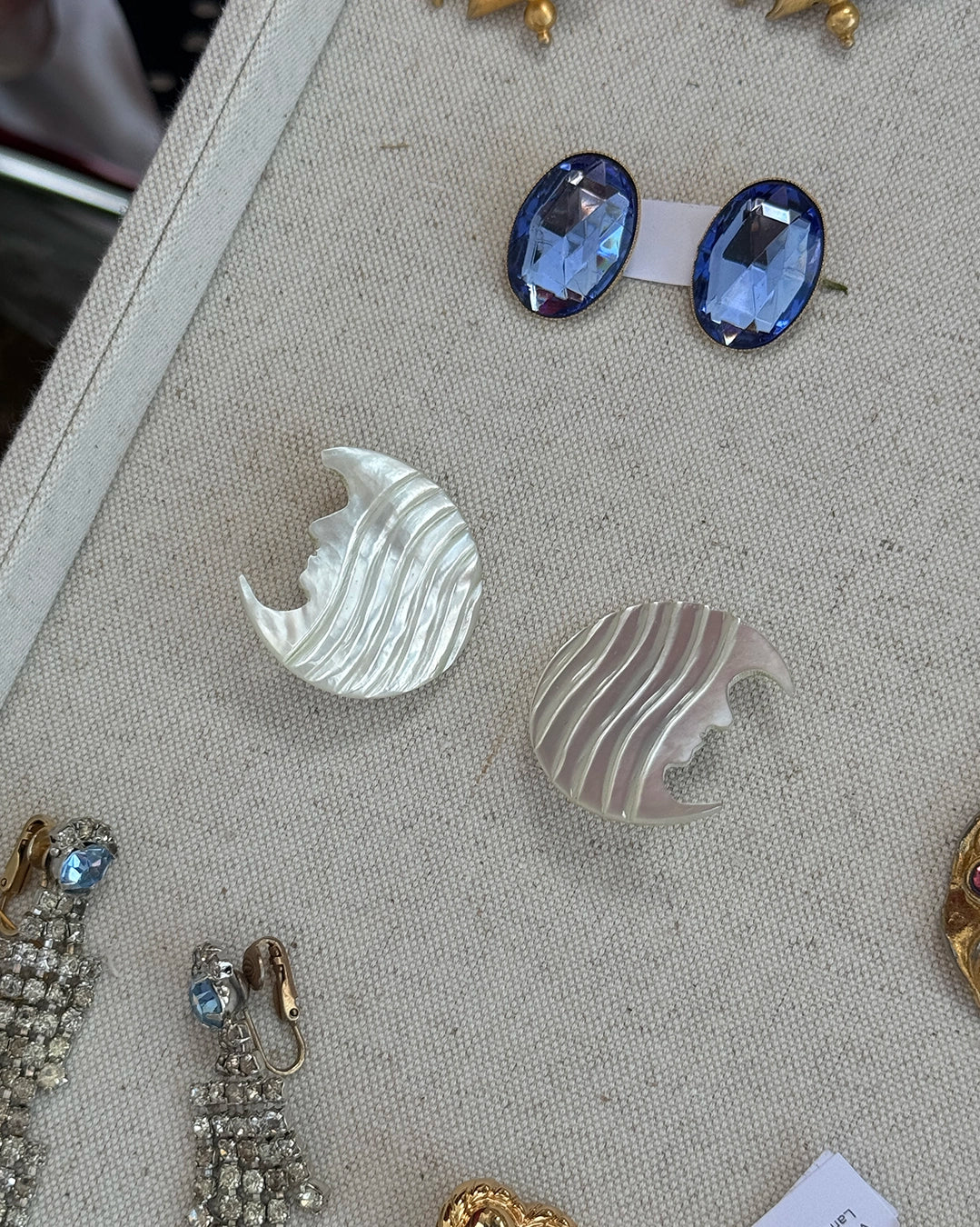 Vintage Mother of Pearl Moon Earrings