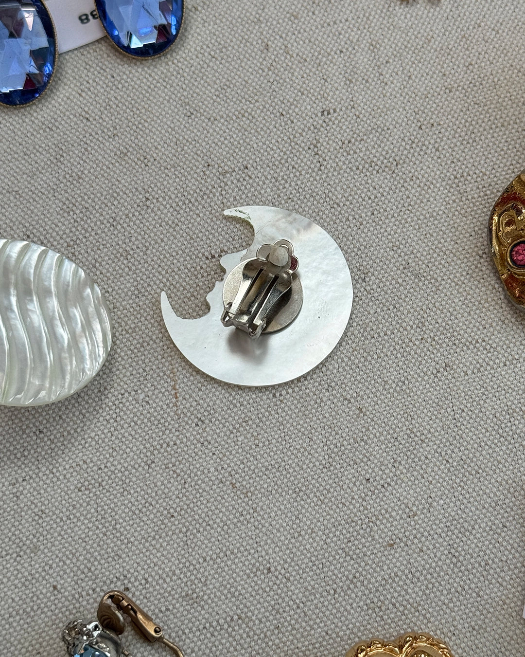 Vintage Mother of Pearl Moon Earrings