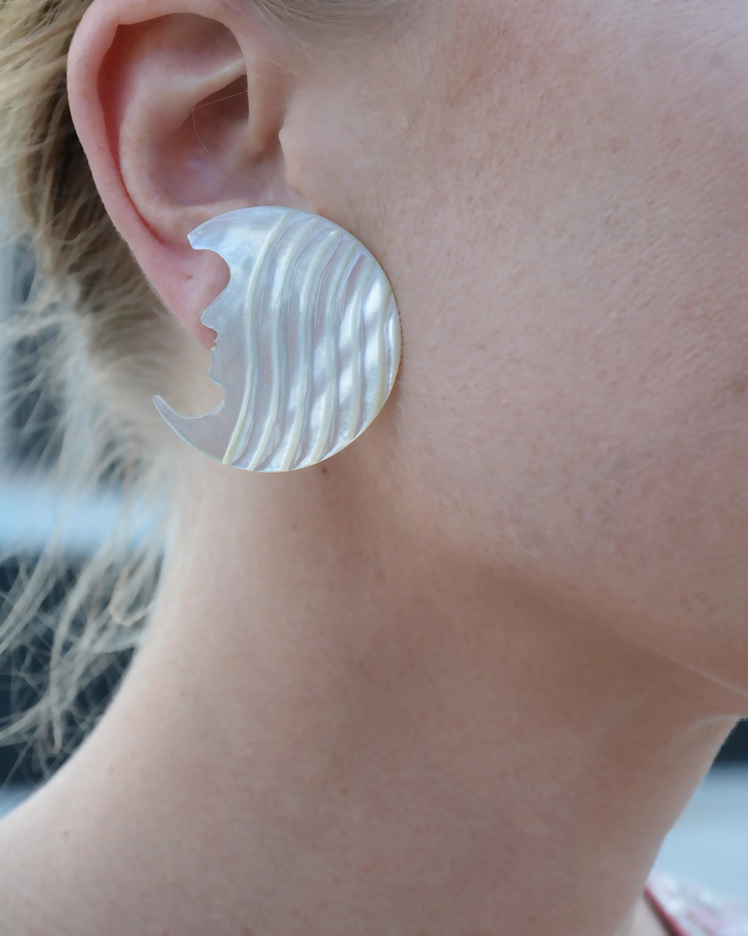 Vintage Mother of Pearl Moon Earrings