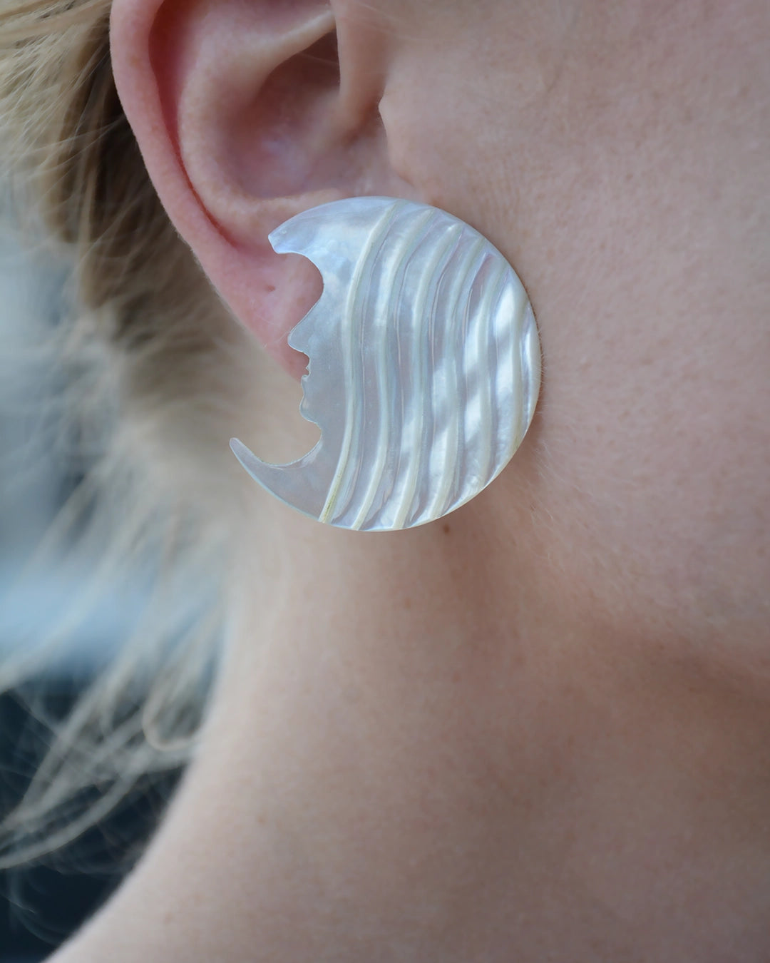 Vintage Mother of Pearl Moon Earrings