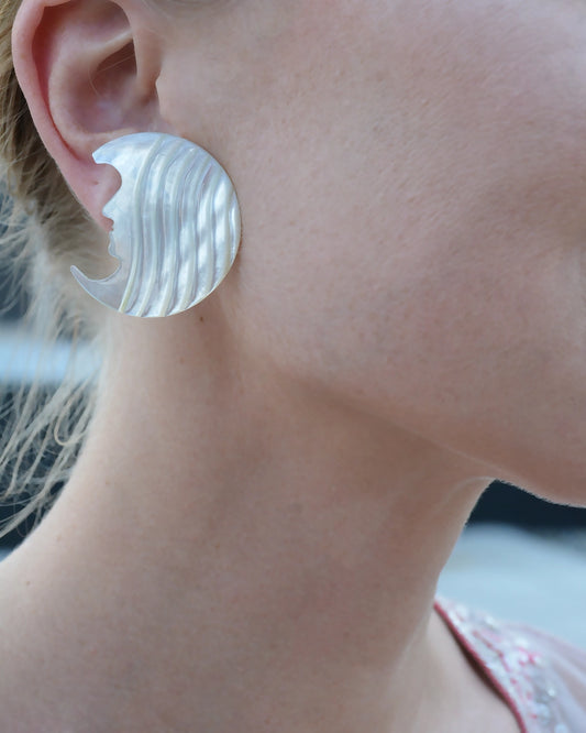 Vintage Mother of Pearl Moon Earrings