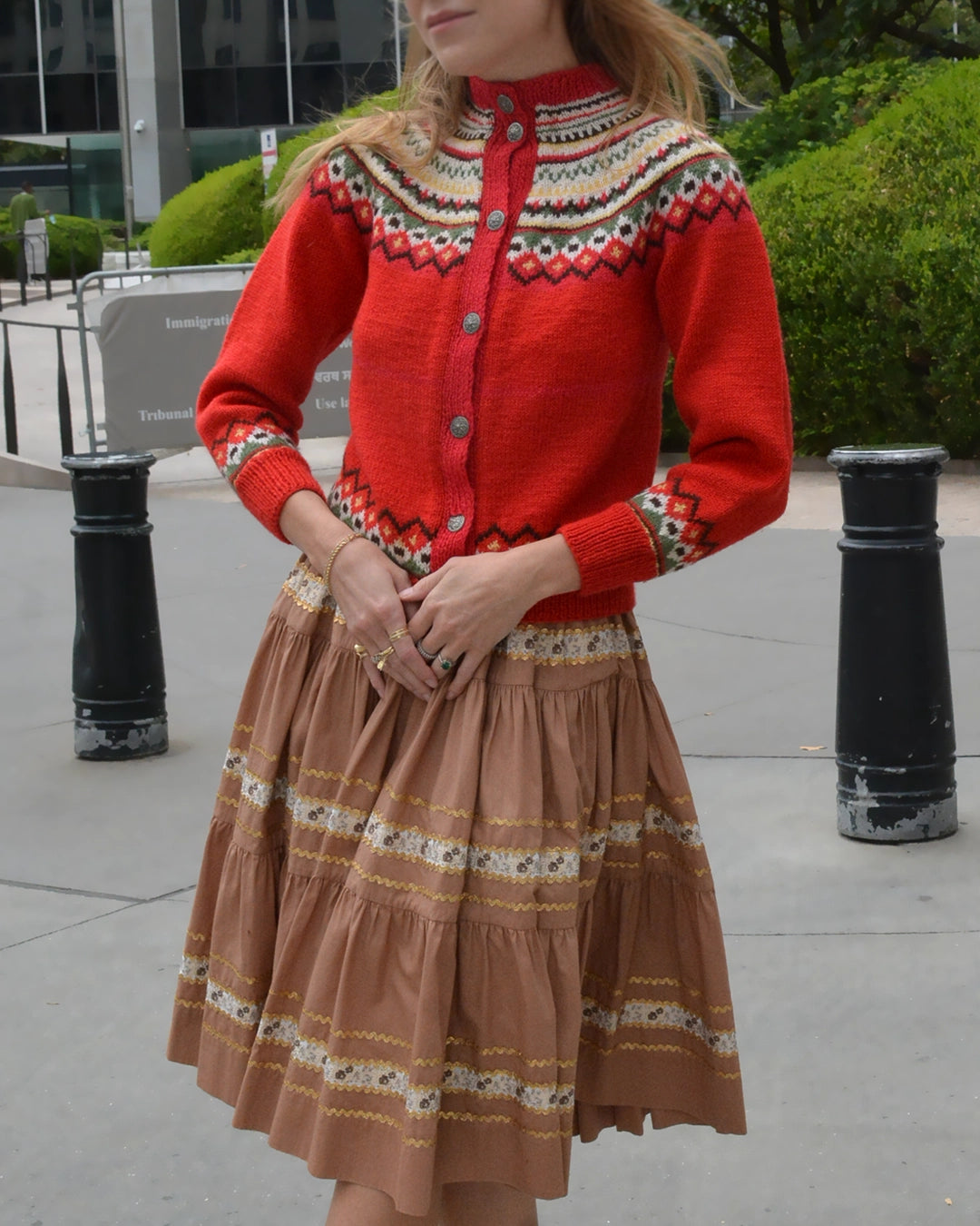 Vintage Norwegian Fair Isle Hand-Knit Wool Cardigan