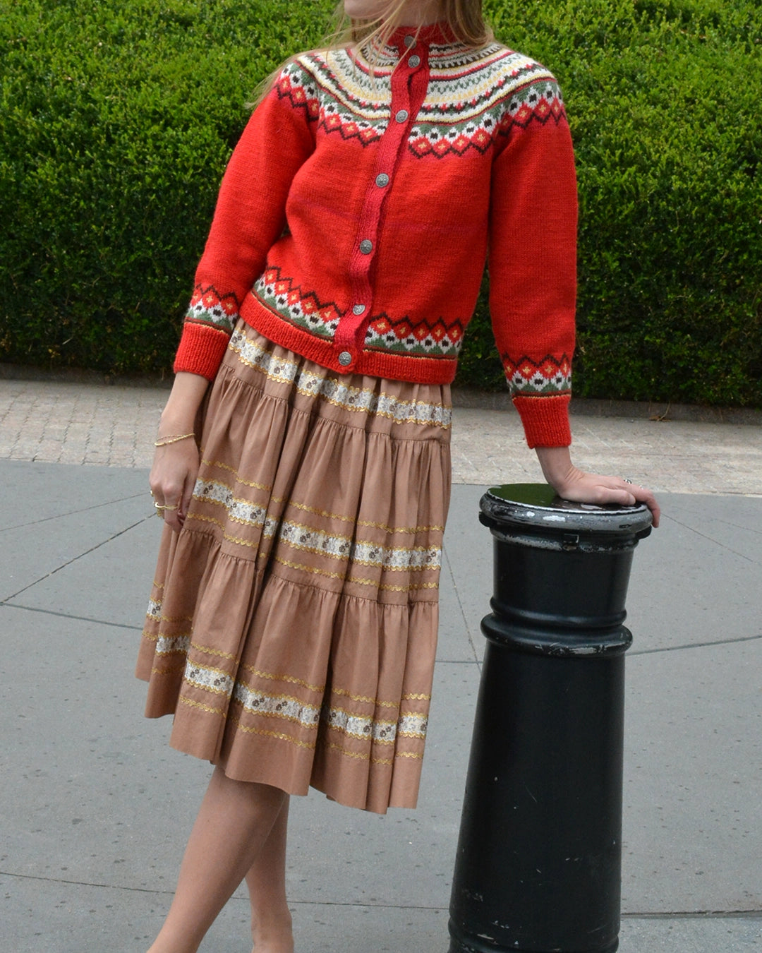 Vintage Norwegian Fair Isle Hand-Knit Wool Cardigan