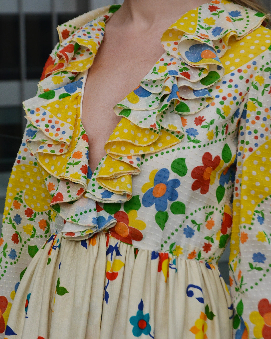 Vintage Oscar de la Renta Spring 1973 Graphic Floral Maxidress