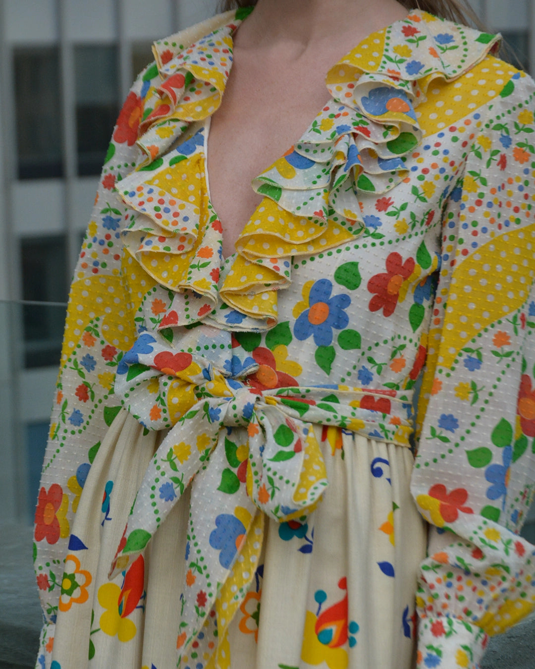 Vintage Oscar de la Renta Spring 1973 Graphic Floral Maxidress
