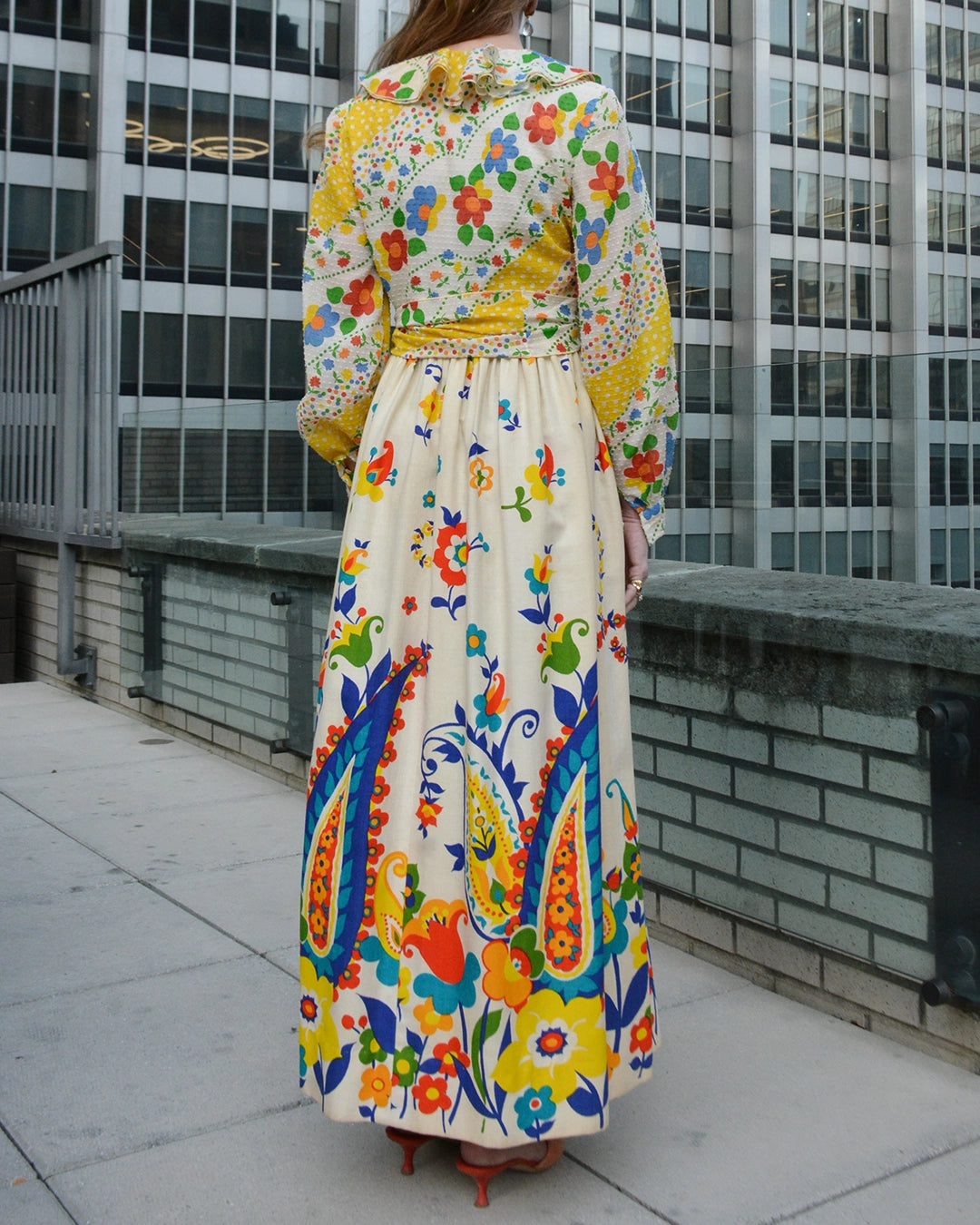 Vintage Oscar de la Renta Spring 1973 Graphic Floral Maxidress