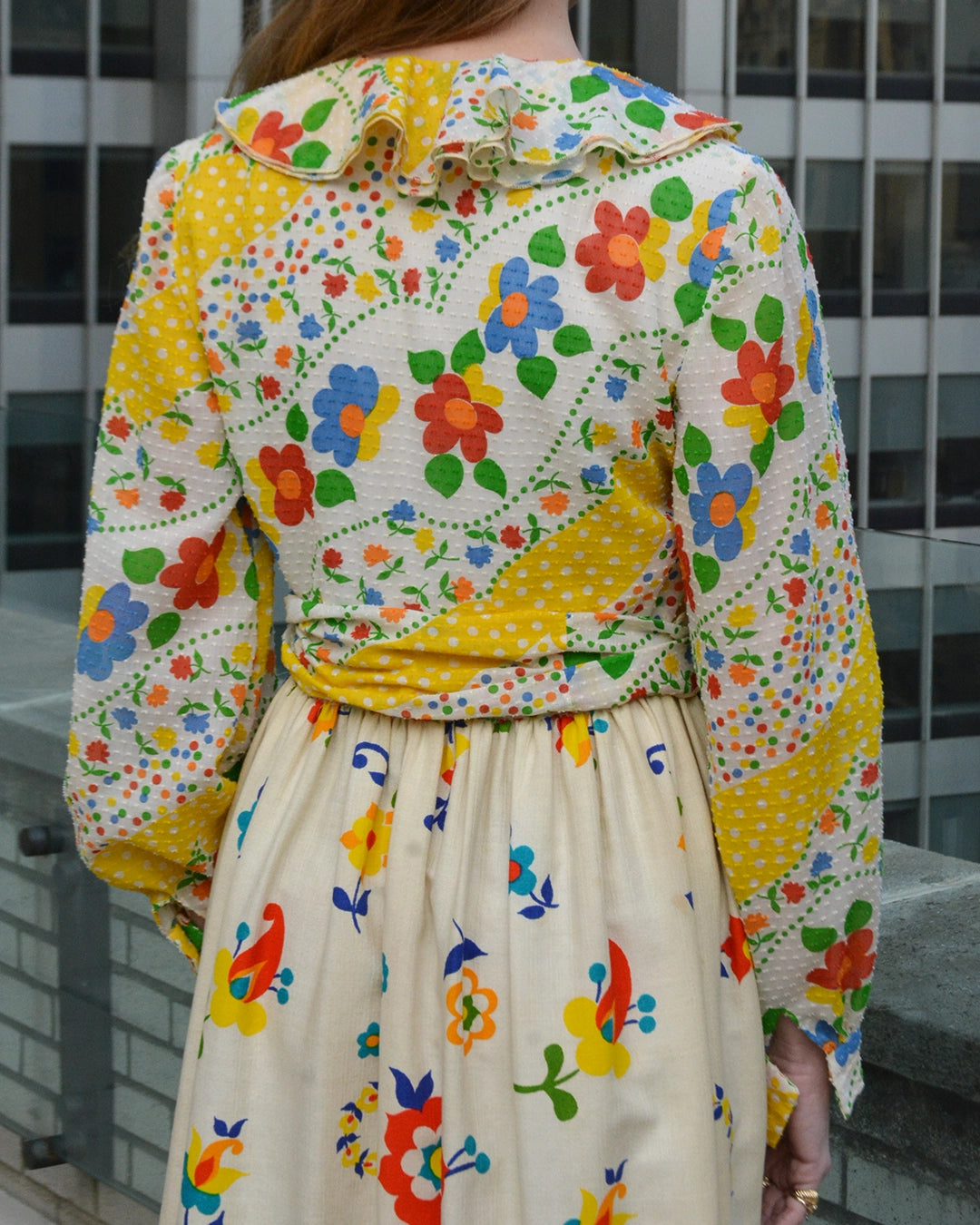 Vintage Oscar de la Renta Spring 1973 Graphic Floral Maxidress