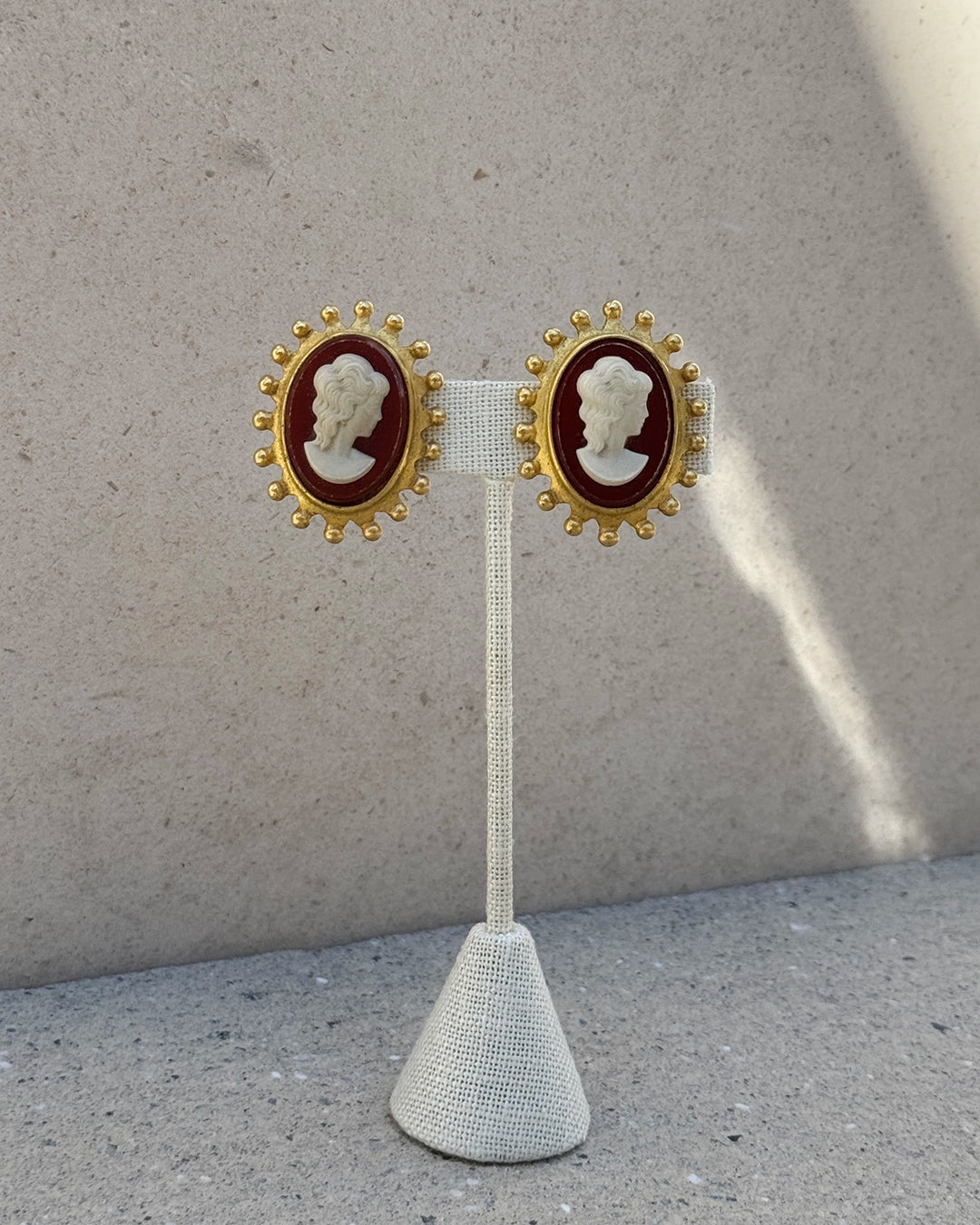 Vintage Oversized Cameo Stud Earrings