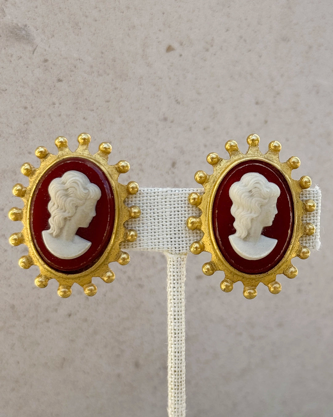 Vintage Oversized Cameo Stud Earrings