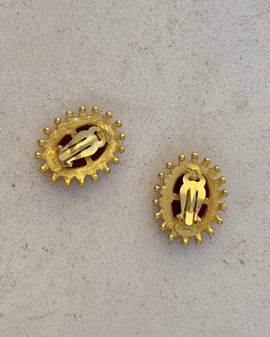 Vintage Oversized Cameo Stud Earrings