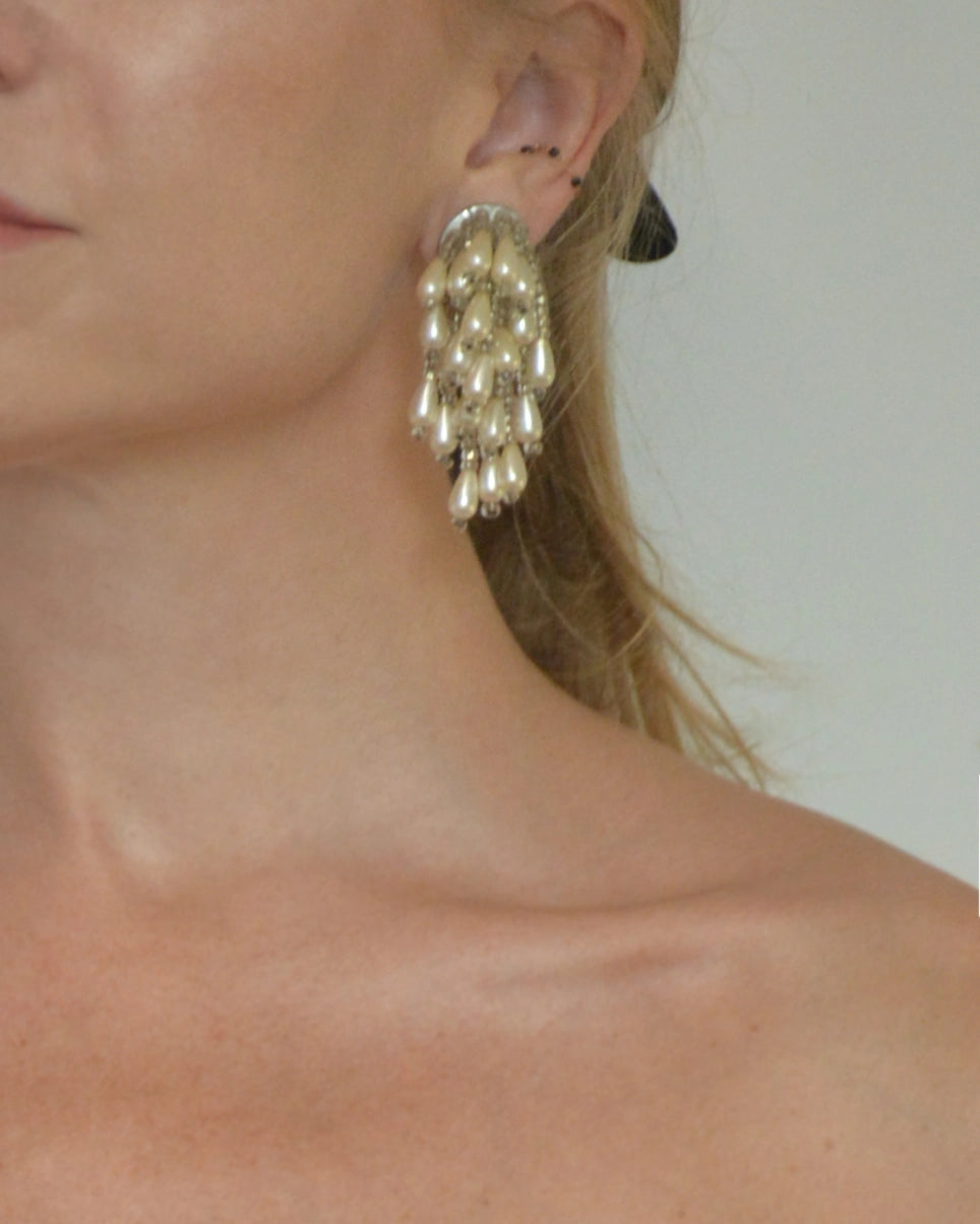 Vintage Pearl Cascade Earrings