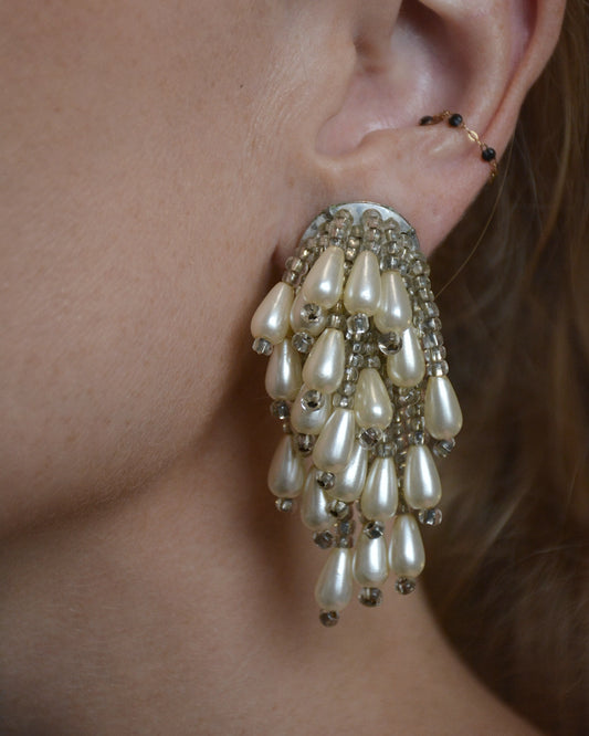 Vintage Pearl Cascade Earrings