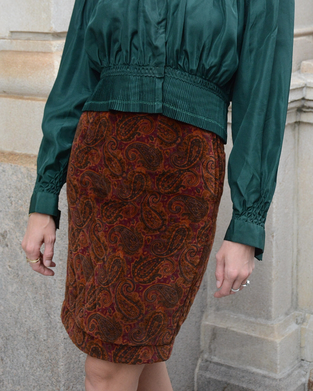 Vintage Quilted Velvet Skirt