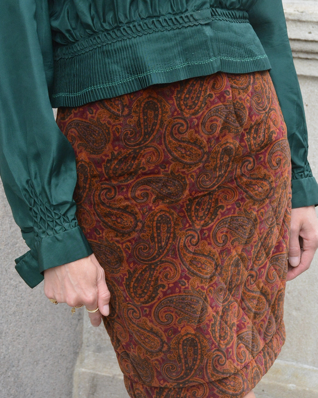 Vintage Quilted Velvet Skirt