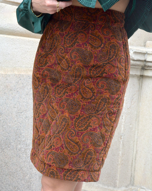 Vintage Quilted Velvet Skirt