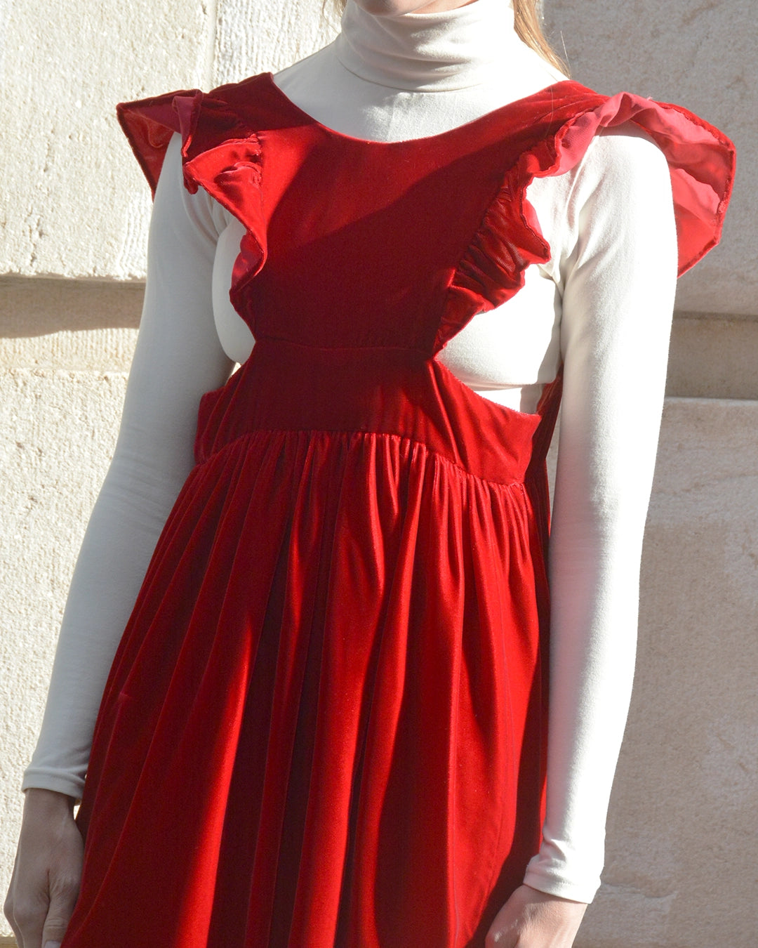 Vintage Red Velvet Pinafore Dress