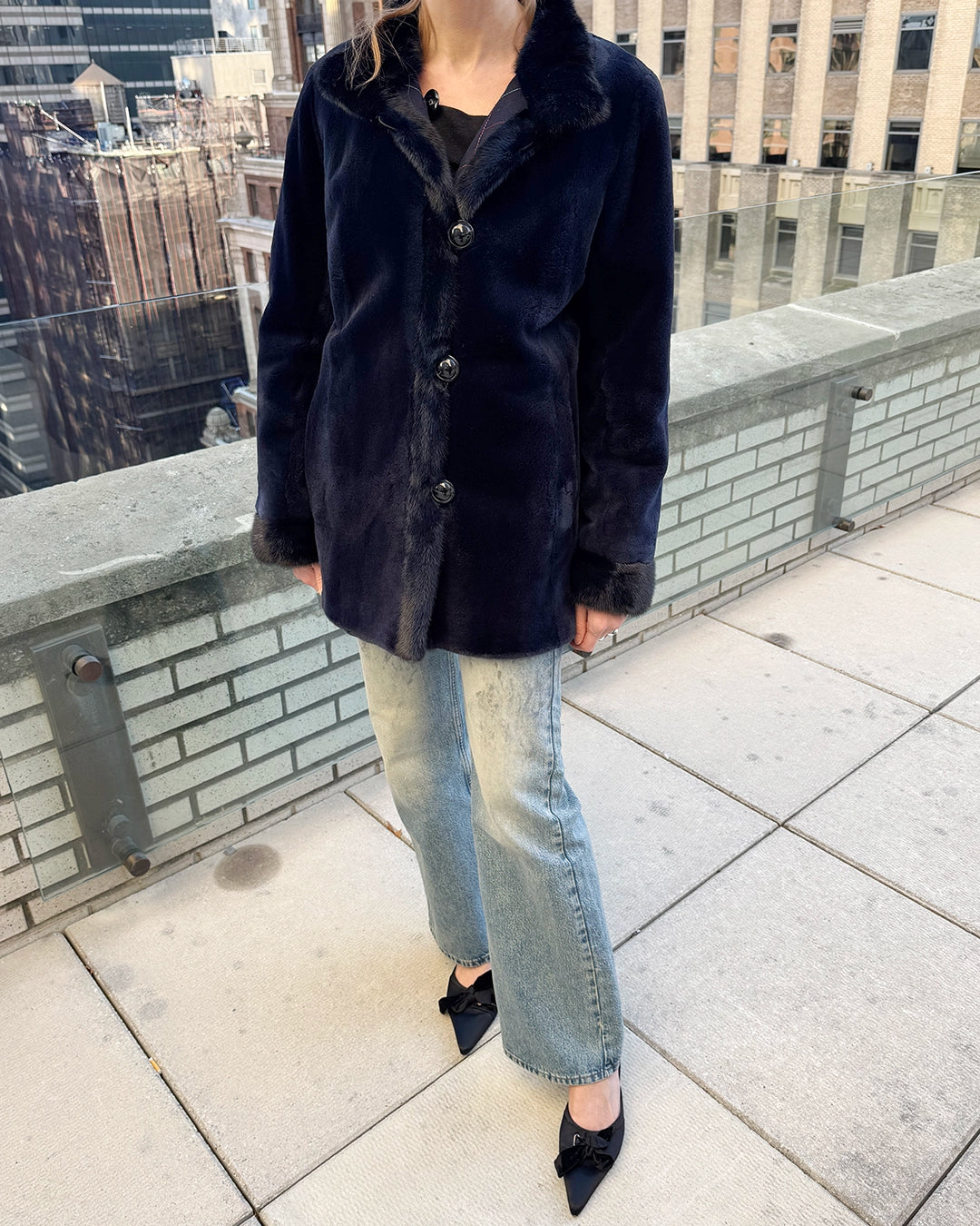 Vintage Reversible Mink Coat with Embroidered Wool Reverse