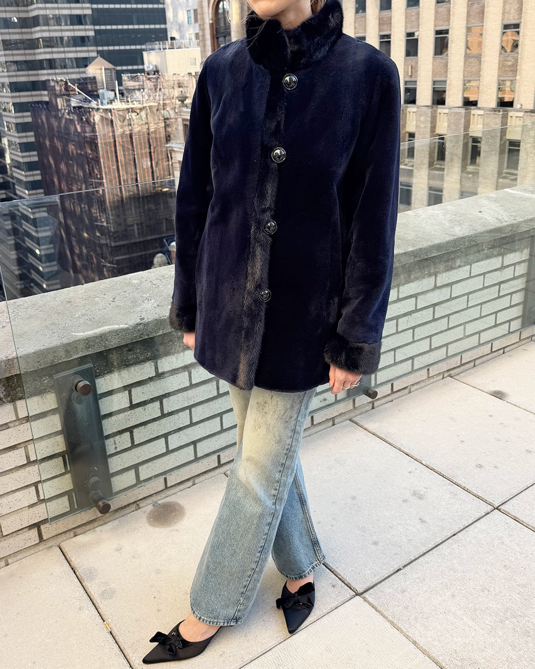 Vintage Reversible Mink Coat with Embroidered Wool Reverse