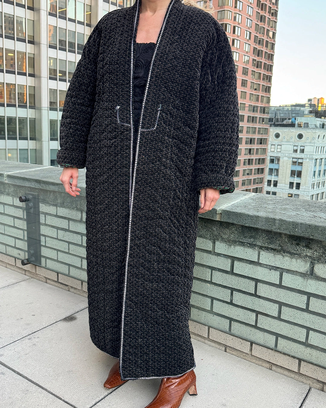 Vintage Reversible Quilted Chapan-Style Coat