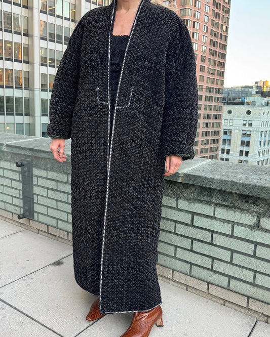 Vintage Reversible Quilted Chapan-Style Coat