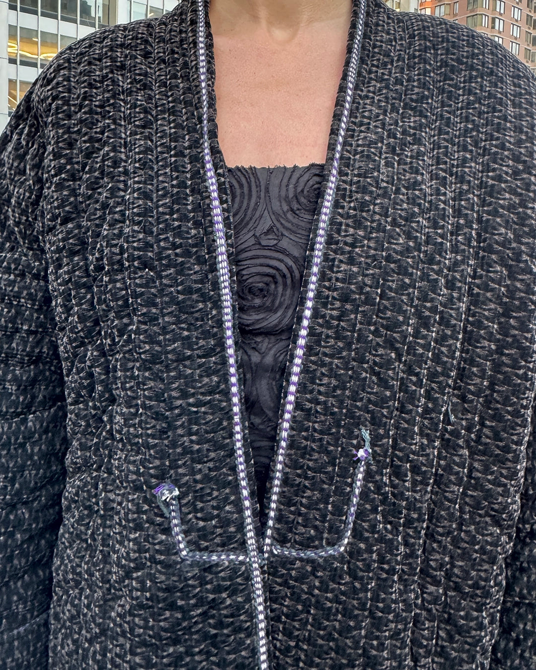 Vintage Reversible Quilted Chapan-Style Coat